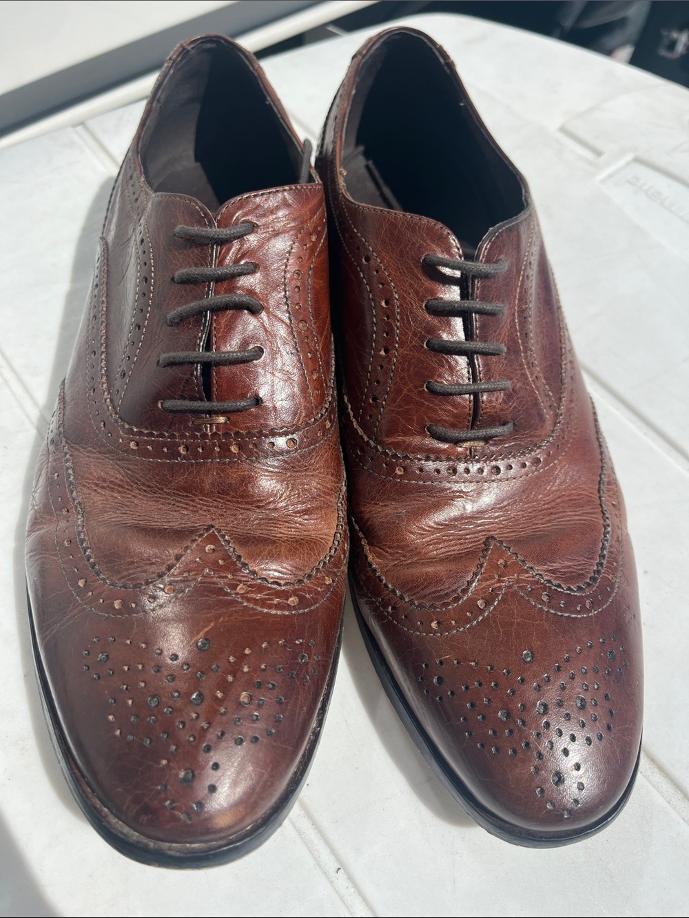 Gordon Rush Brown Leather Wingtip Oxfords
